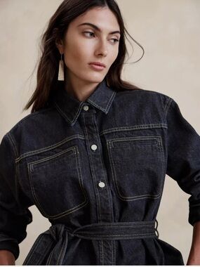 BANANA REPUBLIC Arizona Denim Shirt Jacket  XS Dark Rinse #758817 part of set